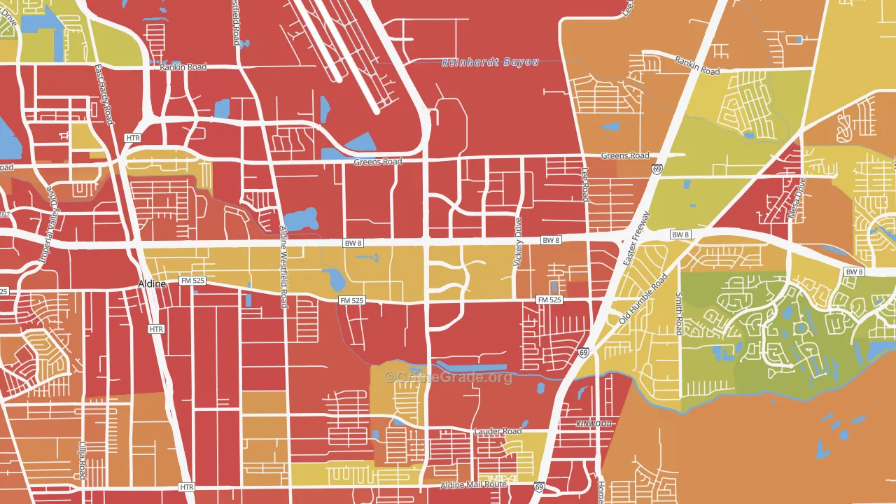 77032, TX Map of Vehicle Theft Rates