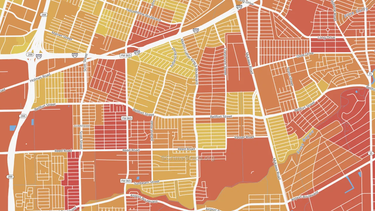 77033, TX Map of Vehicle Theft Rates