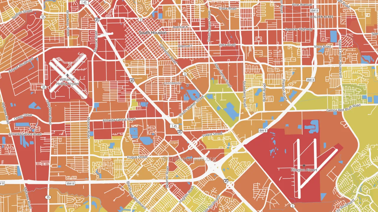 77034, TX Map of Vehicle Theft Rates