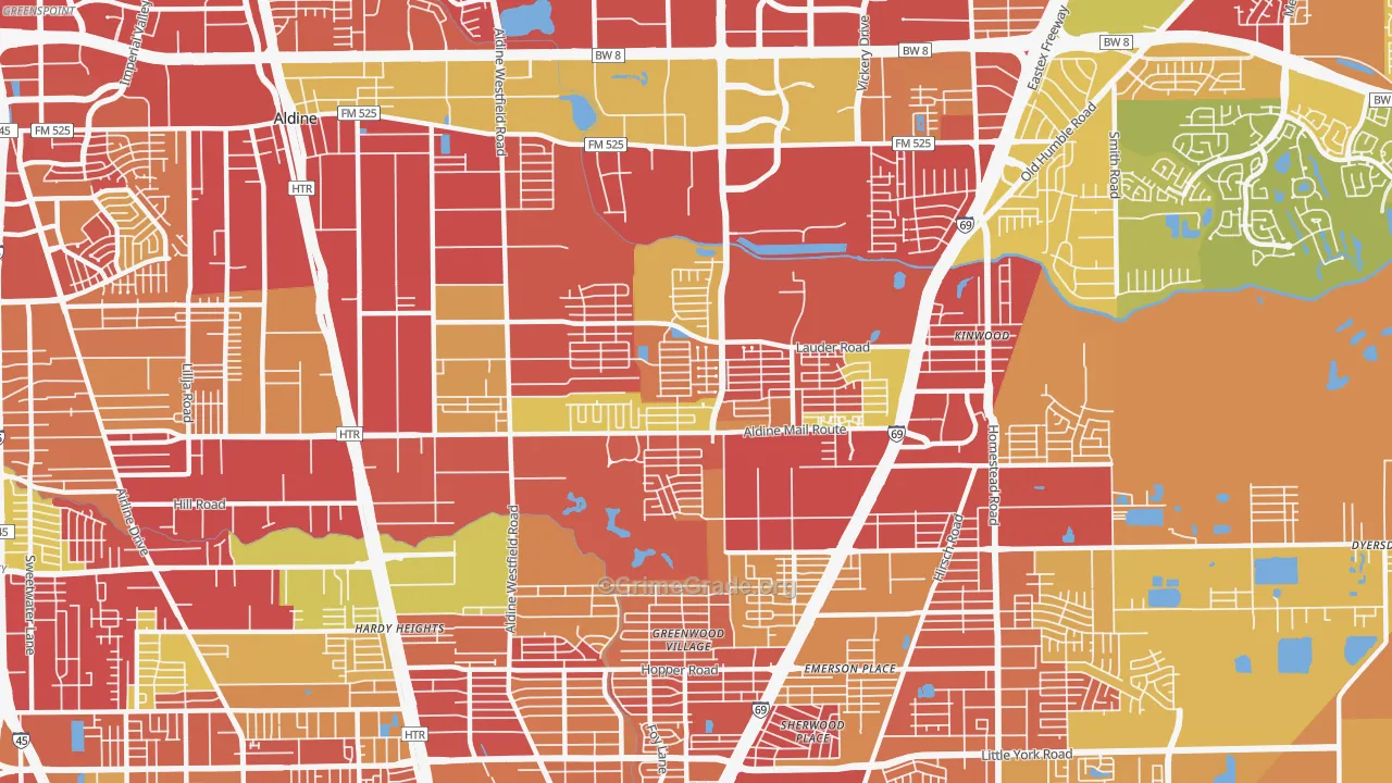 77039, TX Map of Vehicle Theft Rates