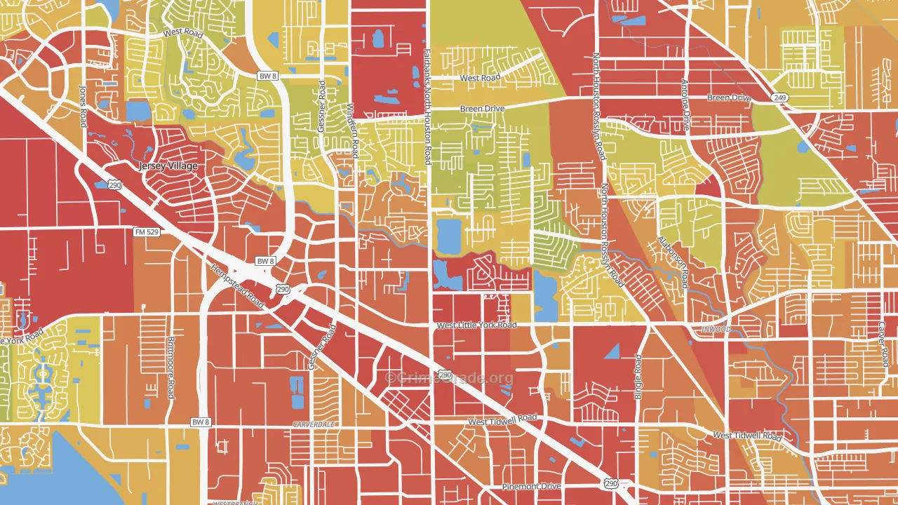 77040, TX Map of Vehicle Theft Rates