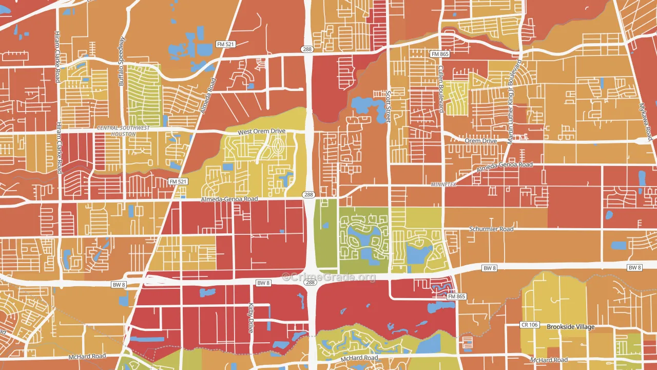 77047, TX Map of Vehicle Theft Rates
