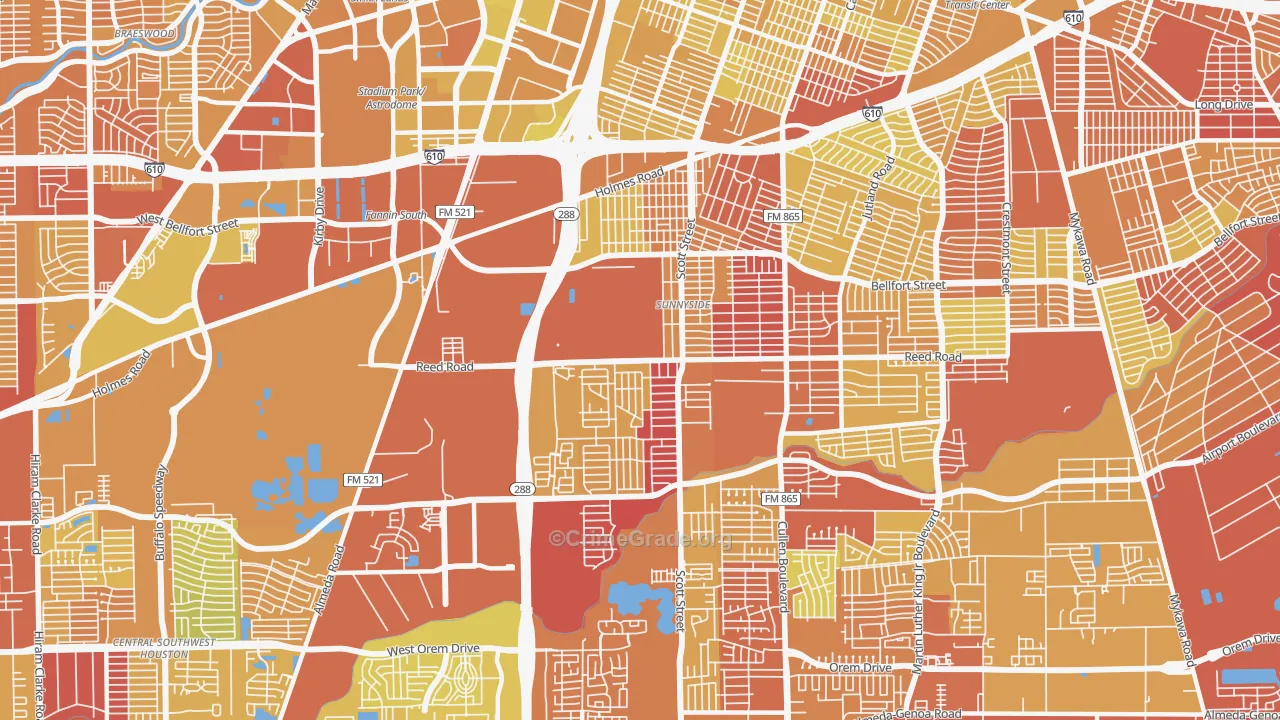 77051, TX Map of Vehicle Theft Rates