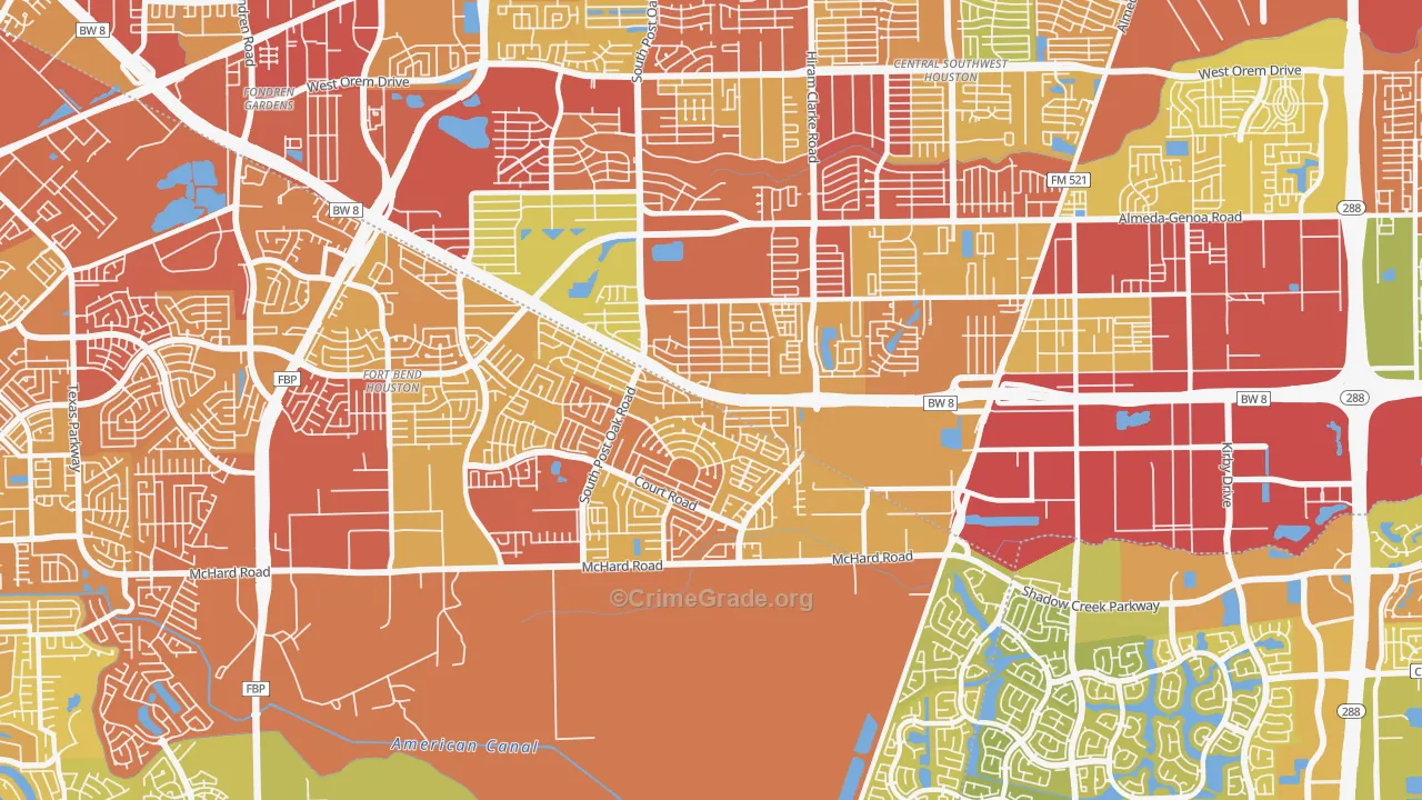 77053, TX Map of Vehicle Theft Rates