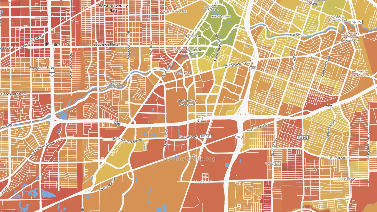 77054, TX Map of Vehicle Theft Rates