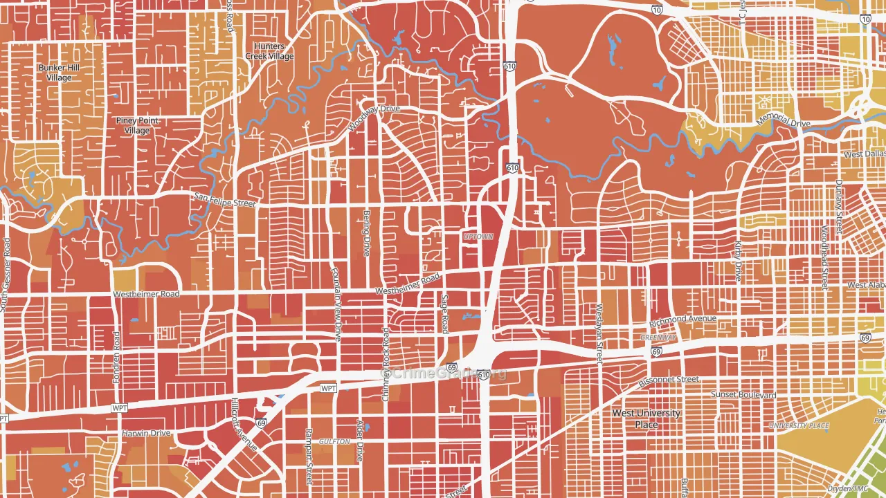 77056, TX Map of Vehicle Theft Rates
