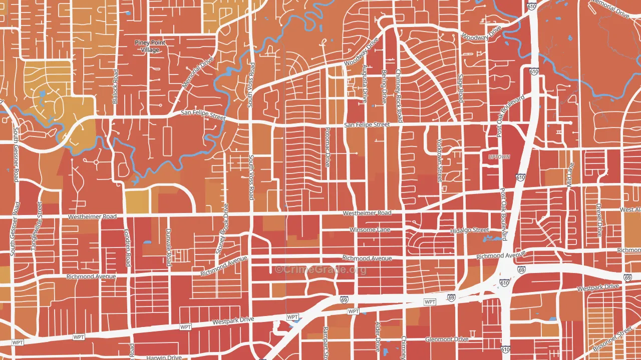 77057, TX Map of Vehicle Theft Rates