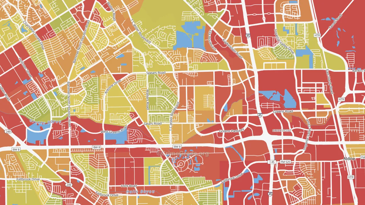77067, TX Map of Vehicle Theft Rates