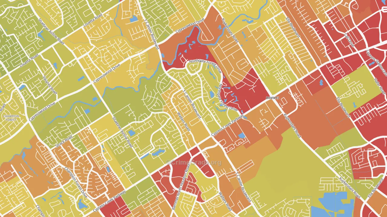 77068, TX Map of Vehicle Theft Rates