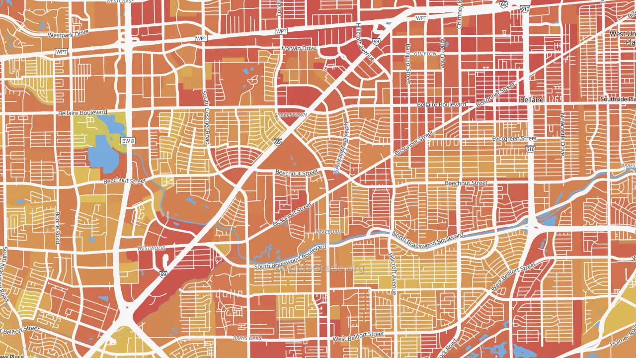 77074, TX Map of Vehicle Theft Rates