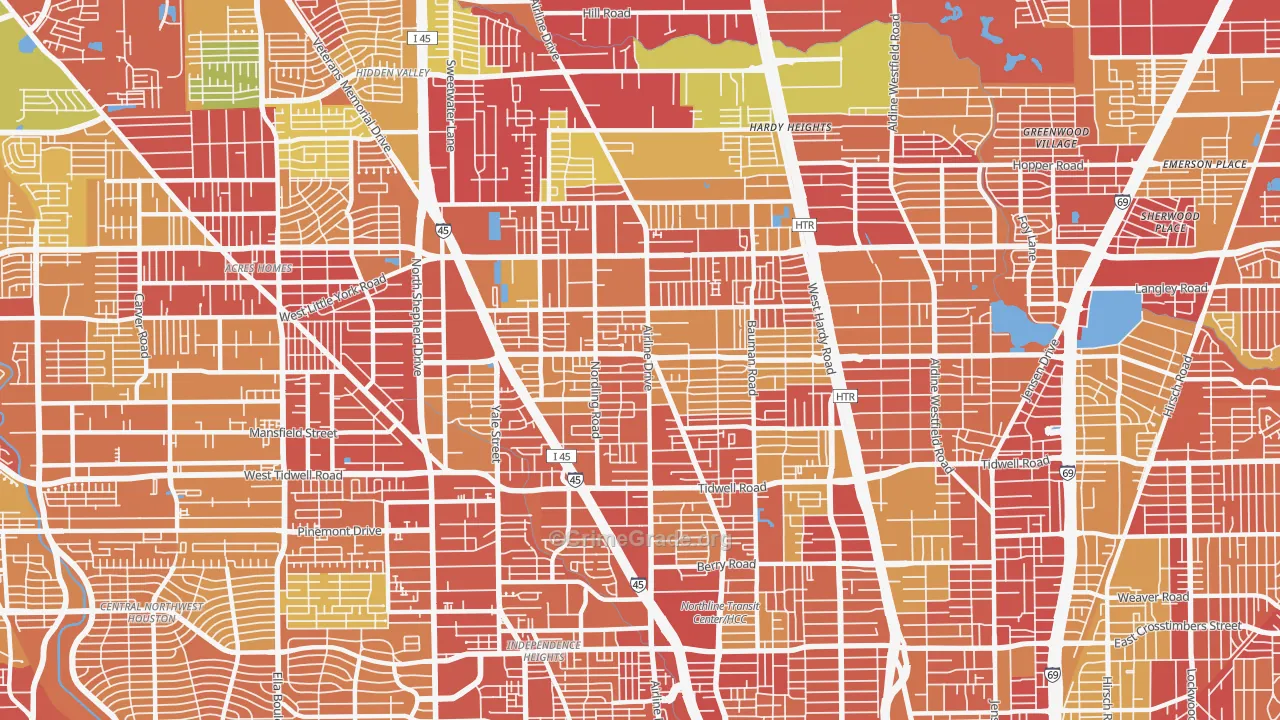 77076, TX Map of Vehicle Theft Rates