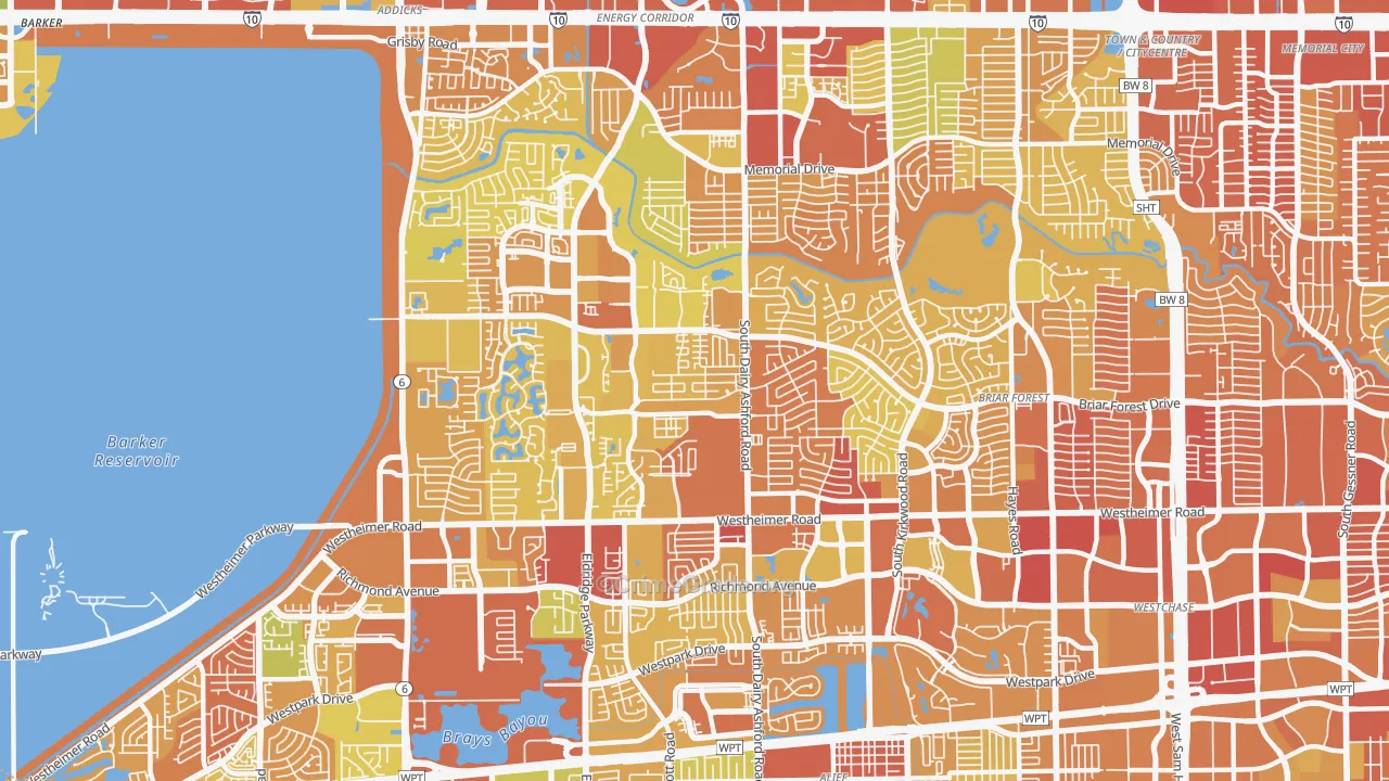 77077, TX Map of Vehicle Theft Rates