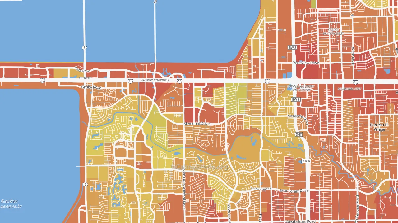 77079, TX Map of Vehicle Theft Rates