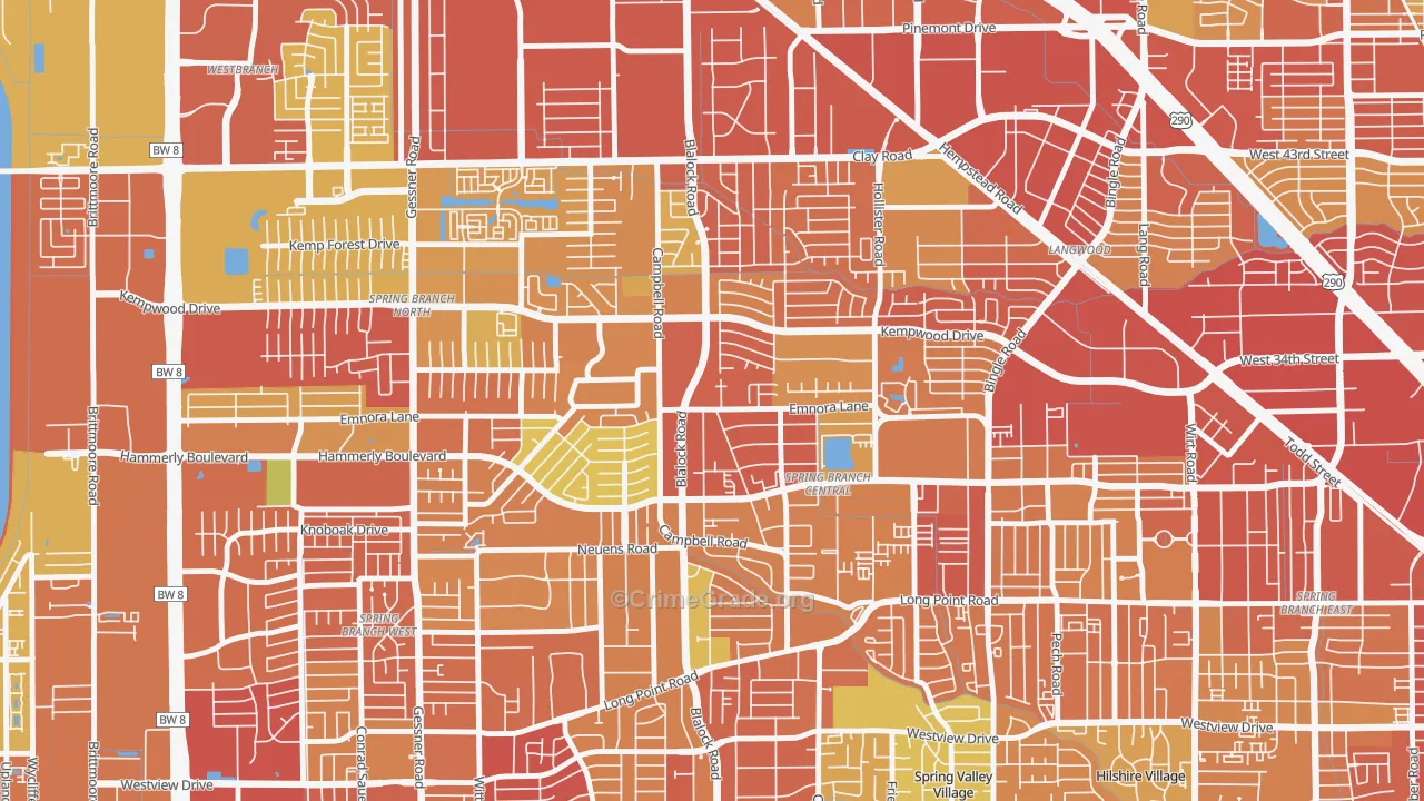77080, TX Map of Vehicle Theft Rates