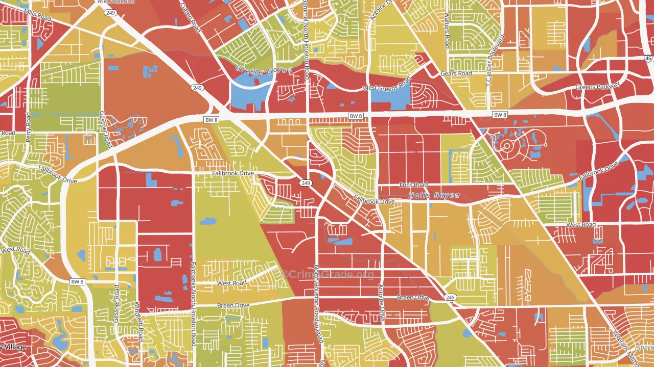 77086, TX Map of Vehicle Theft Rates