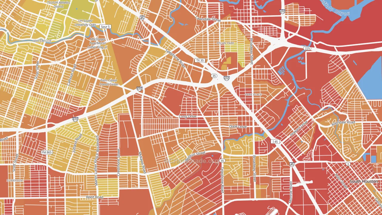 77087, TX Map of Vehicle Theft Rates