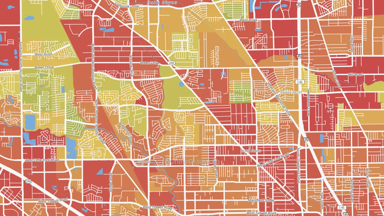 77088, TX Map of Vehicle Theft Rates