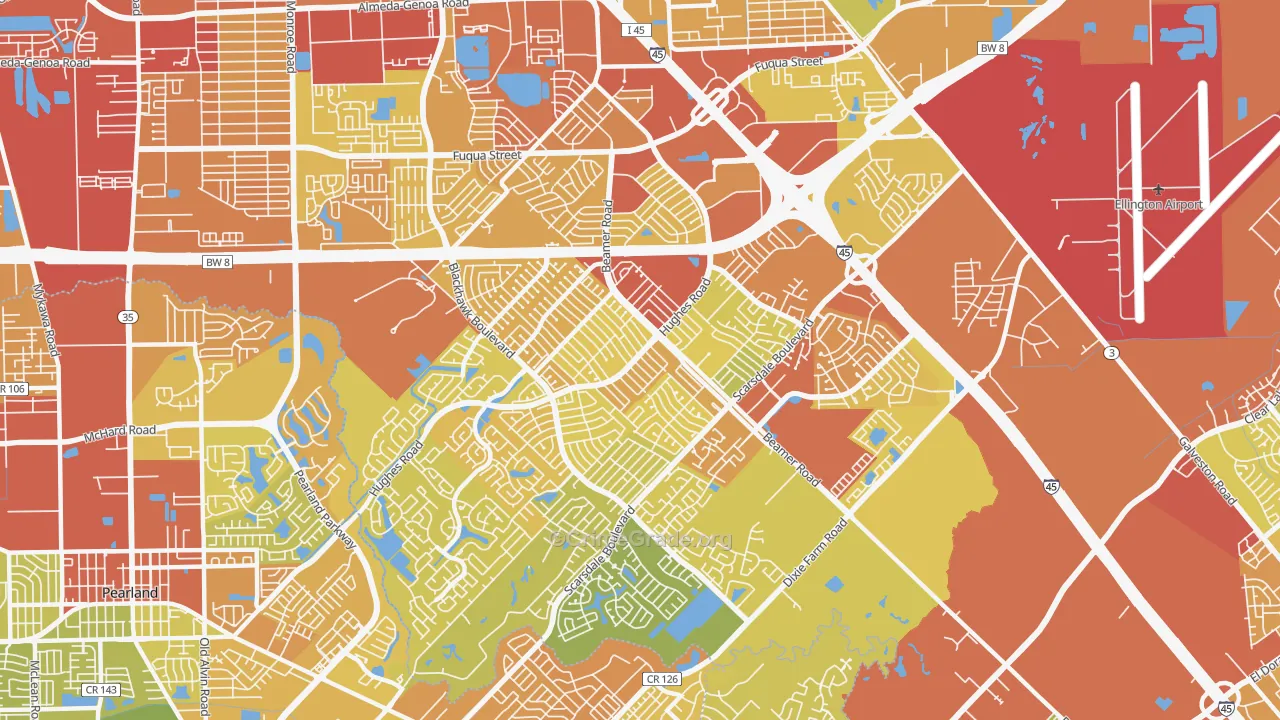 77089, TX Map of Vehicle Theft Rates