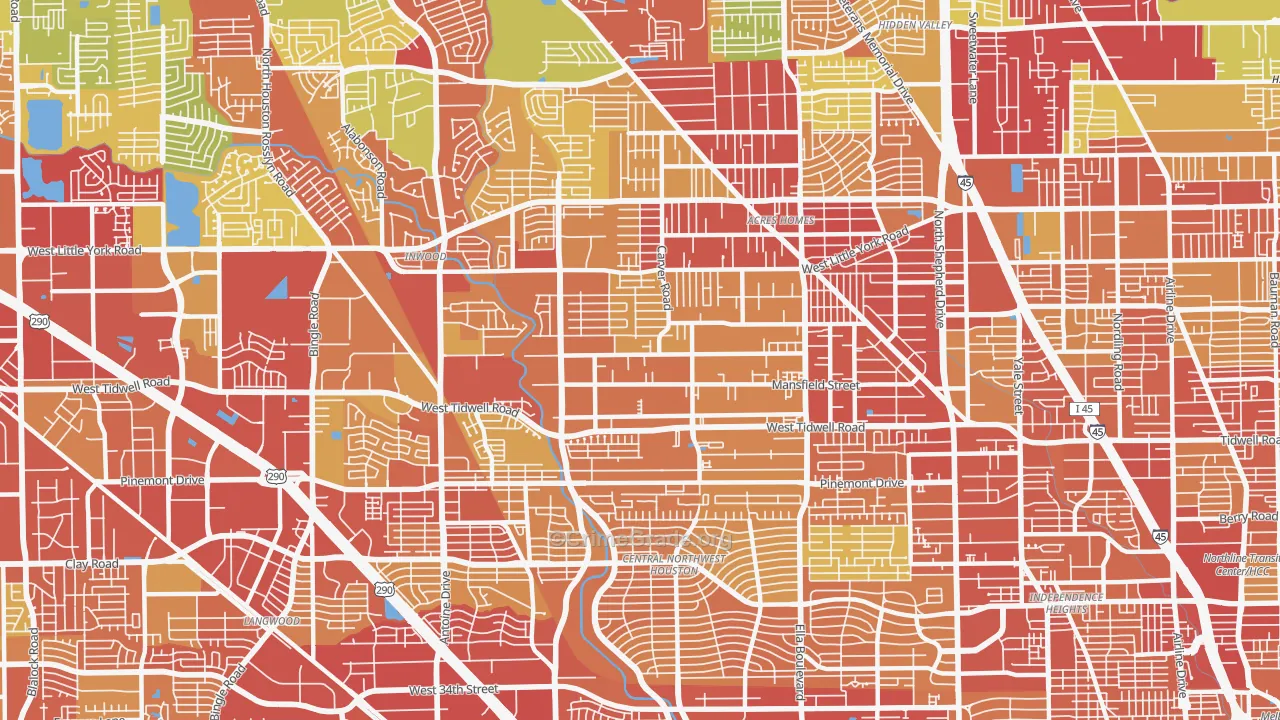 77091, TX Map of Vehicle Theft Rates