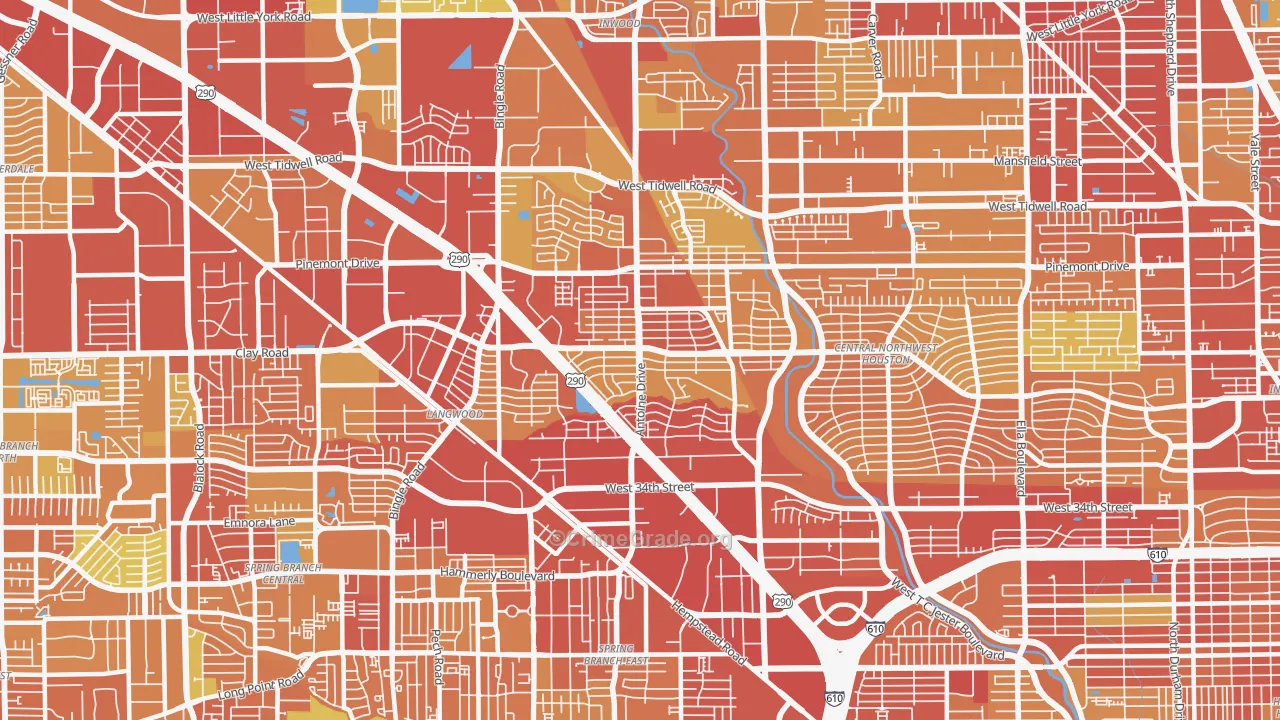 77092, TX Map of Vehicle Theft Rates