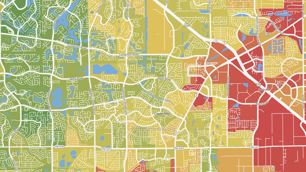 77095, TX Map of Vehicle Theft Rates