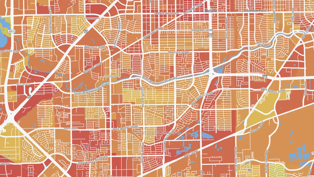 77096, TX Map of Vehicle Theft Rates
