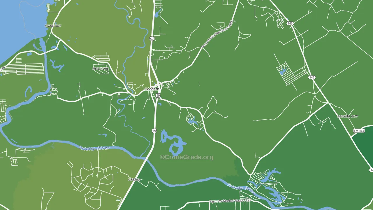 77335, TX Map of Vehicle Theft Rates