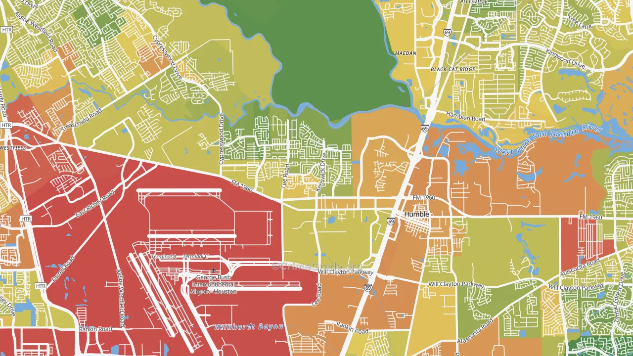 77338, TX Map of Vehicle Theft Rates