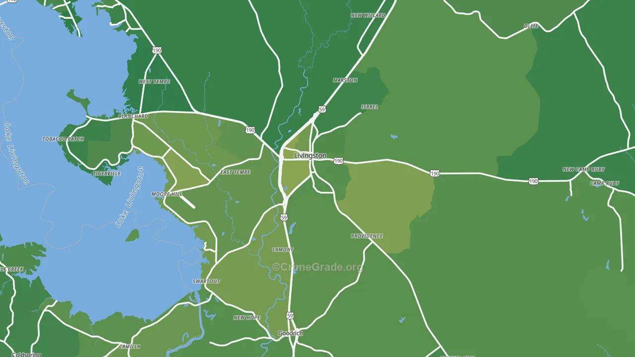 77351, TX Map of Vehicle Theft Rates