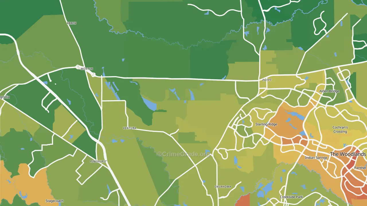 77354, TX Map of Vehicle Theft Rates