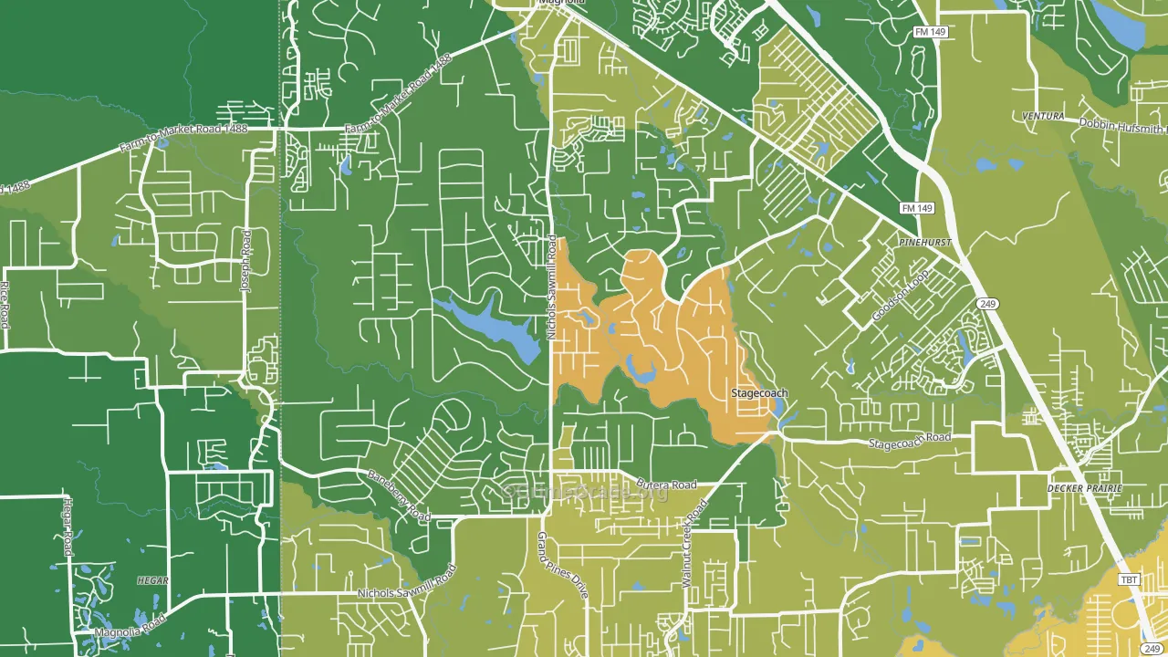 77355, TX Map of Vehicle Theft Rates
