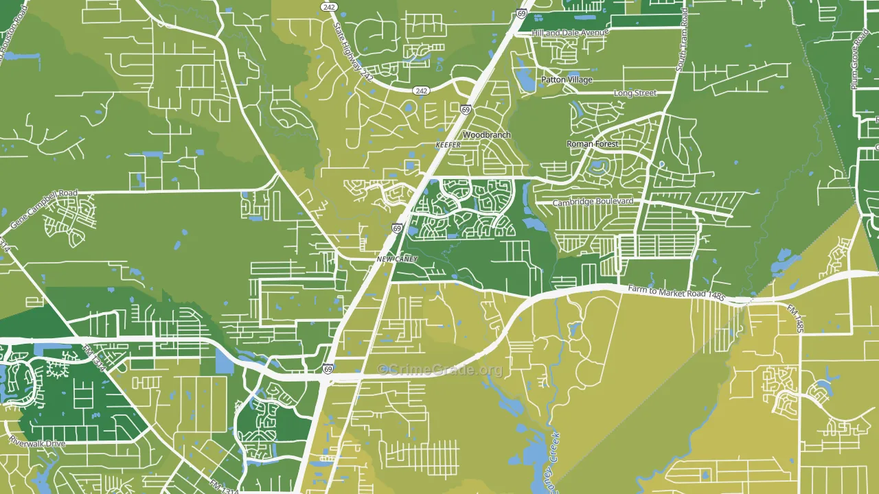 77357, TX Map of Vehicle Theft Rates