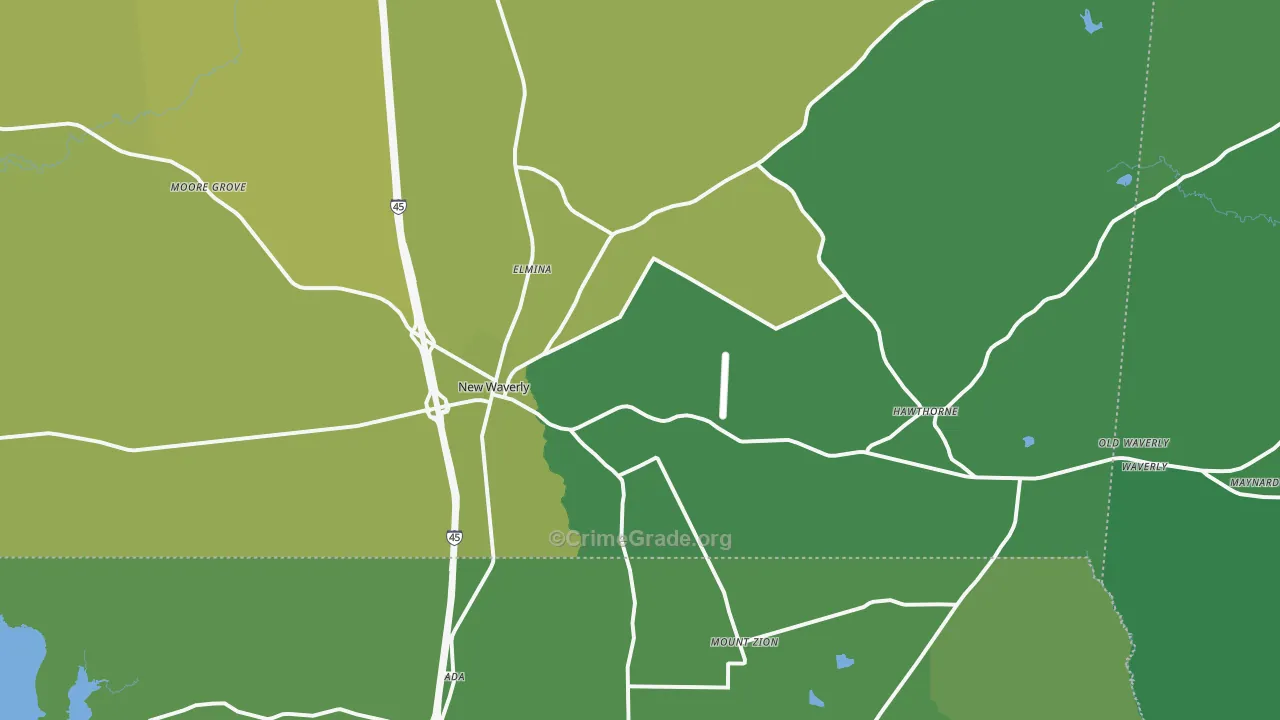 77358, TX Map of Vehicle Theft Rates