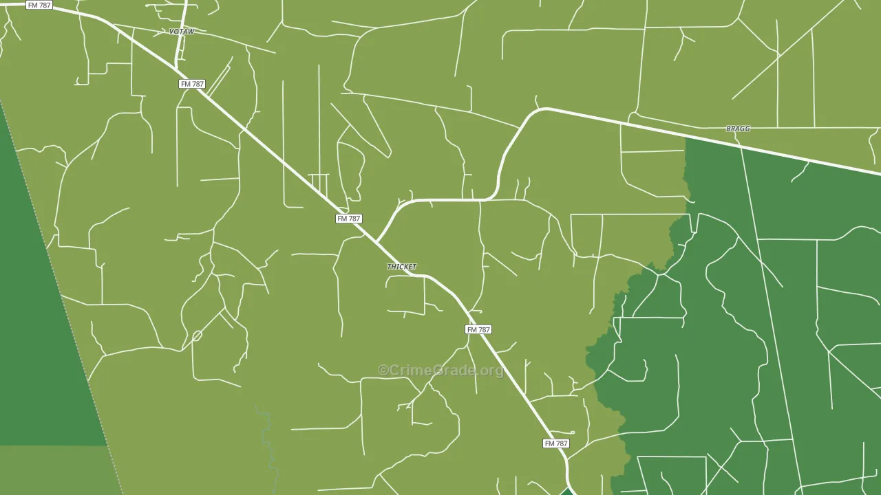 77374, TX Map of Vehicle Theft Rates