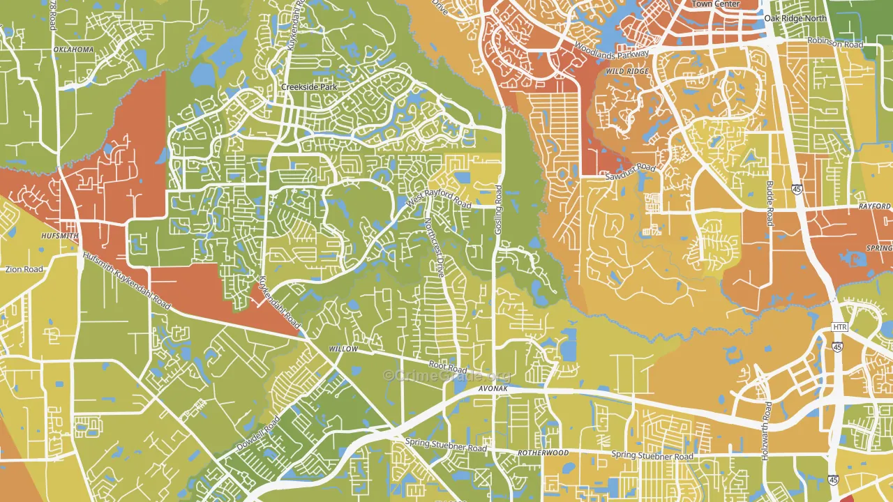 77389, TX Map of Vehicle Theft Rates