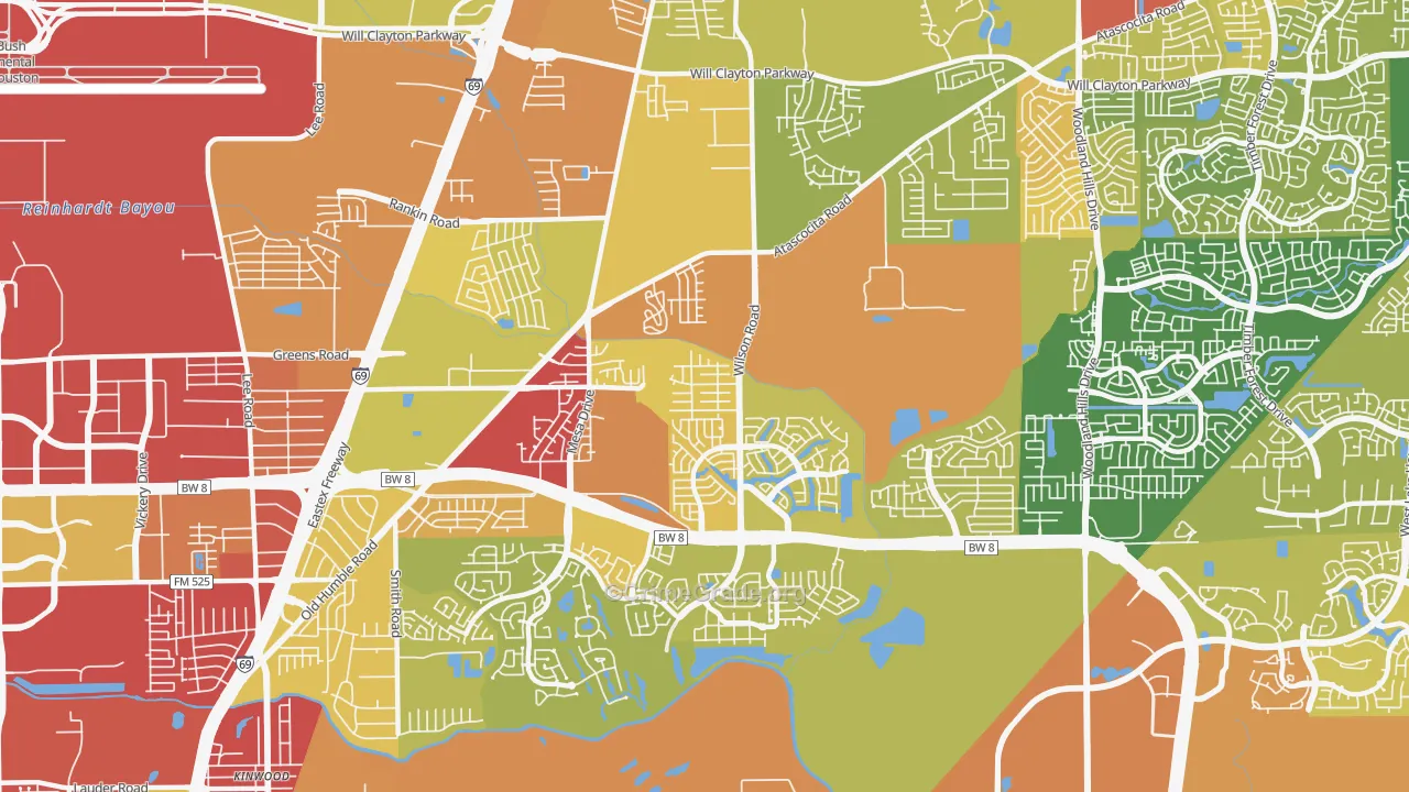 77396, TX Map of Vehicle Theft Rates