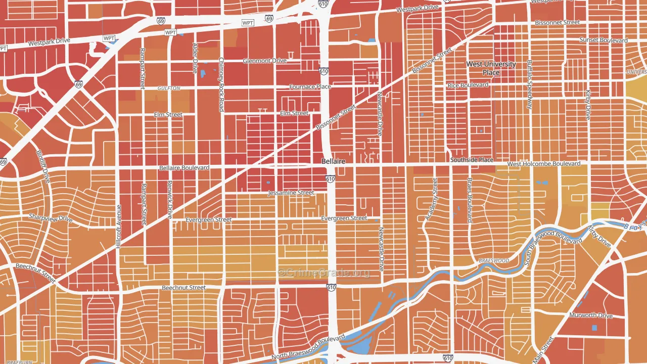 77401, TX Map of Vehicle Theft Rates