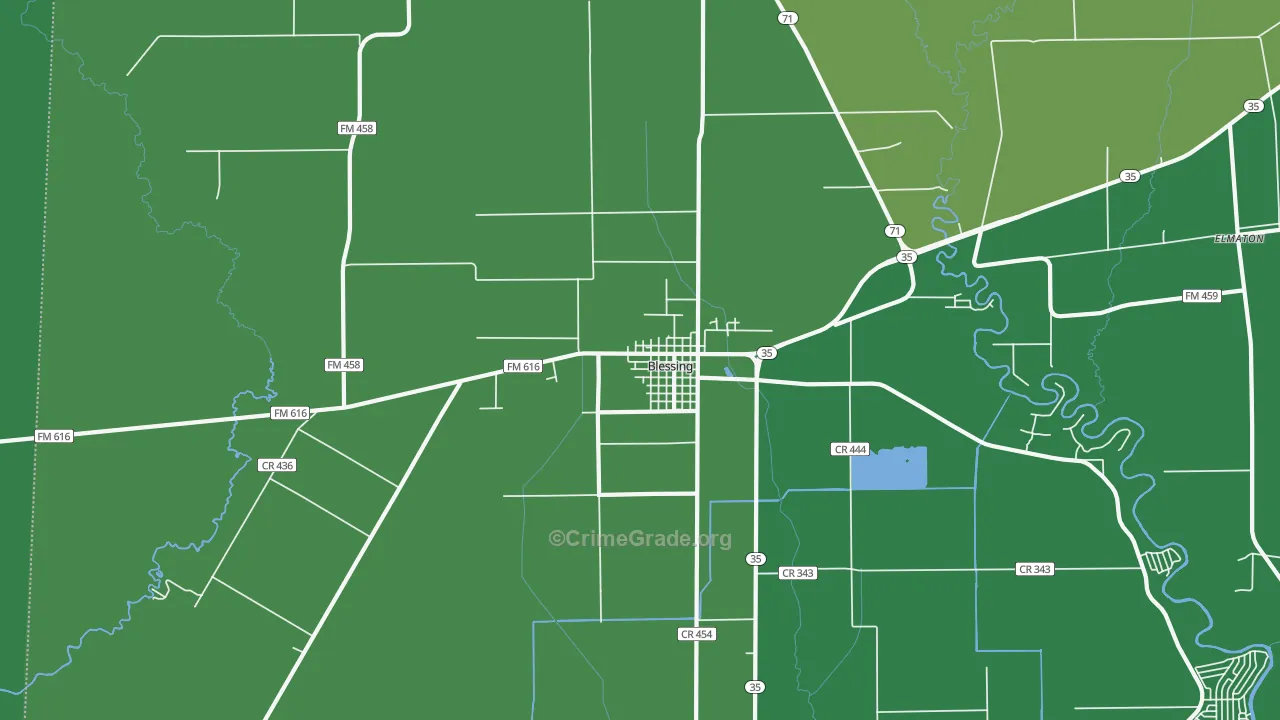 77419, TX Map of Vehicle Theft Rates