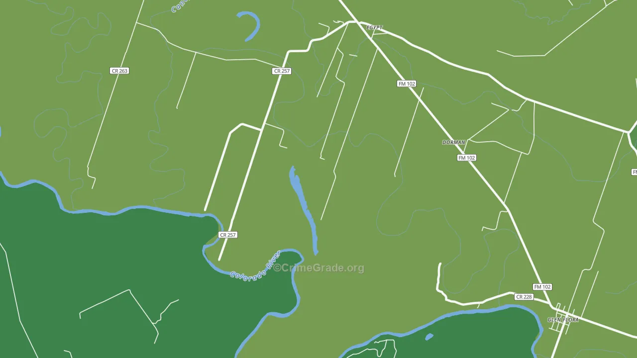 77436, TX Map of Vehicle Theft Rates