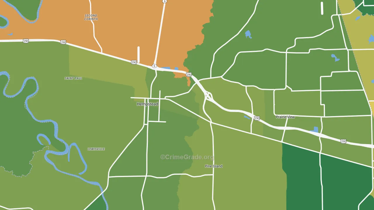 77445, TX Map of Vehicle Theft Rates