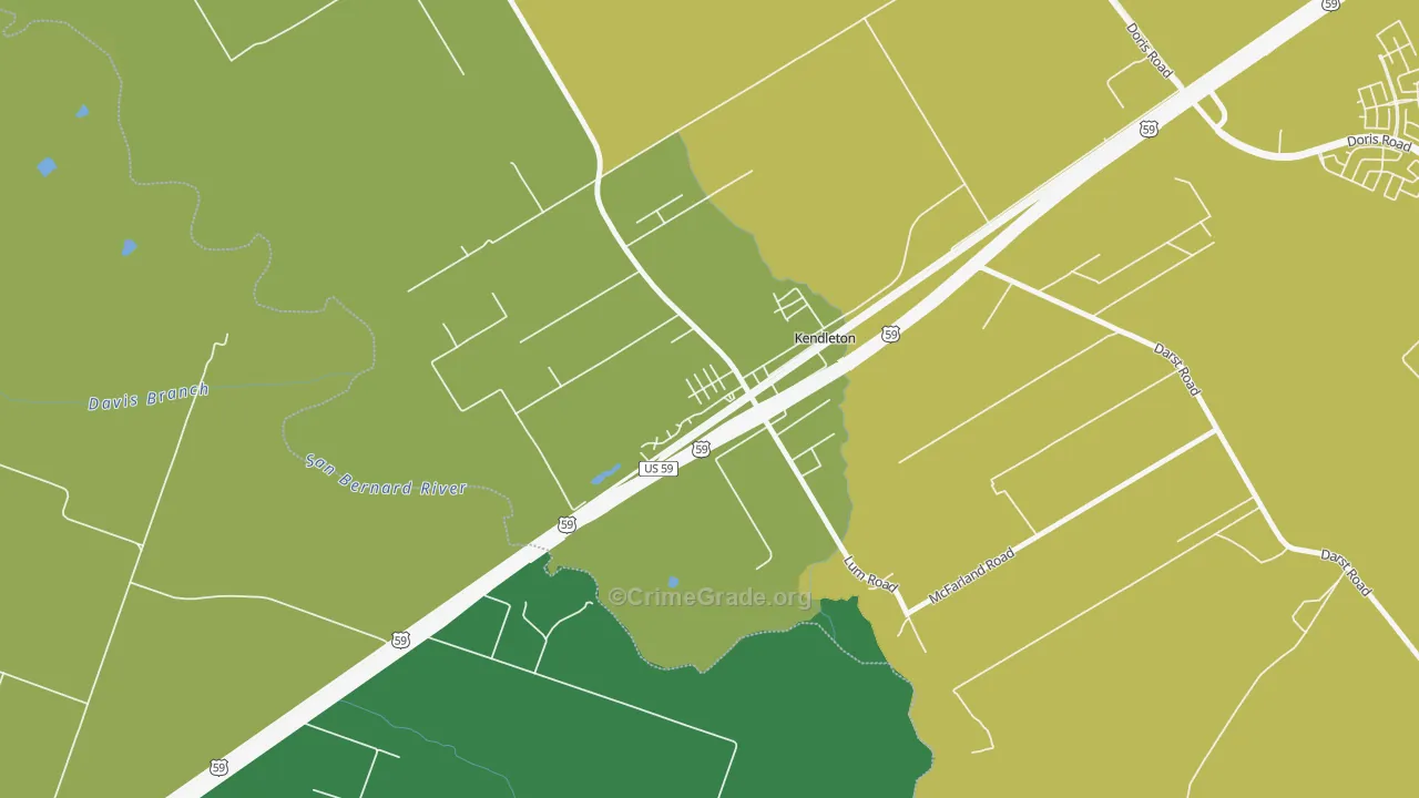 77451, TX Map of Vehicle Theft Rates