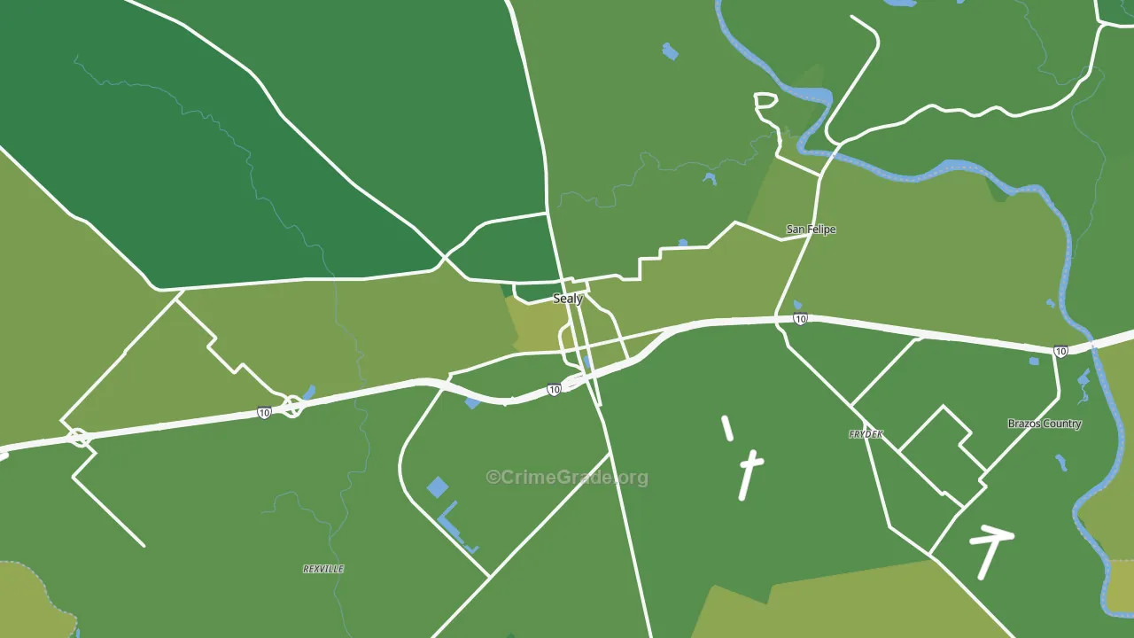 77474, TX Map of Vehicle Theft Rates