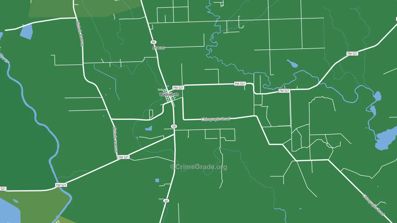 77483, TX Map of Vehicle Theft Rates