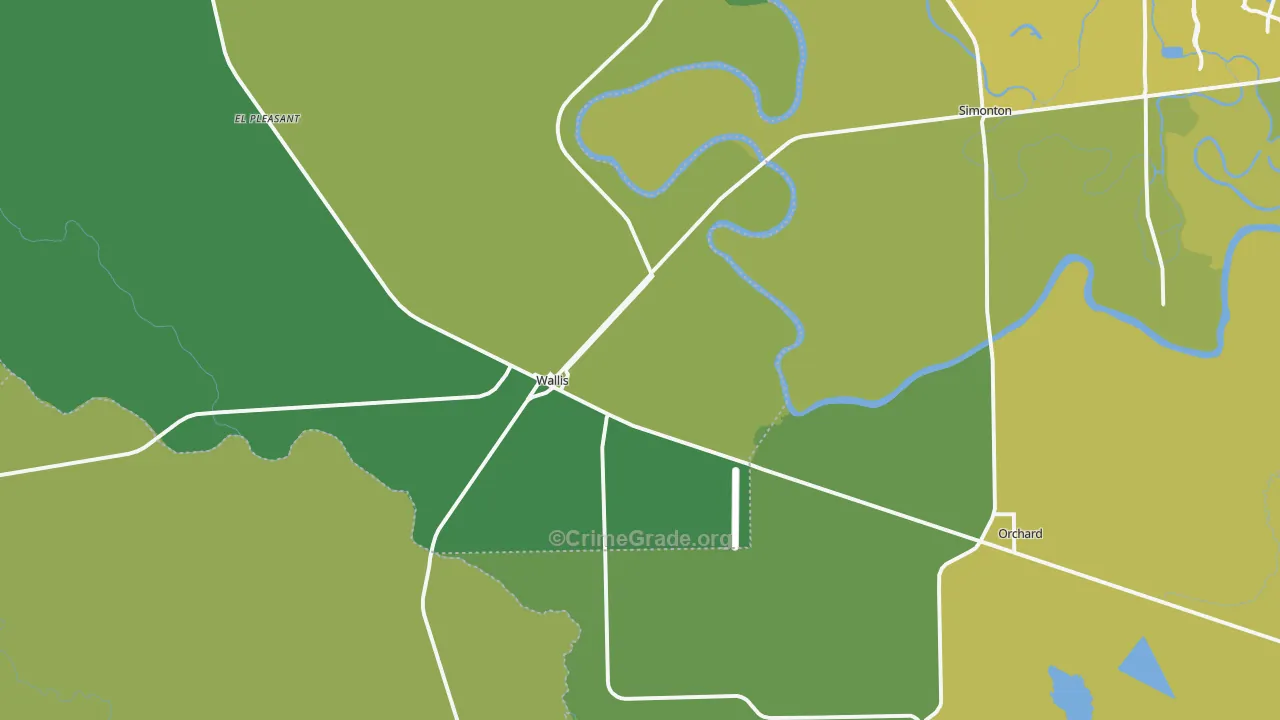 77485, TX Map of Vehicle Theft Rates
