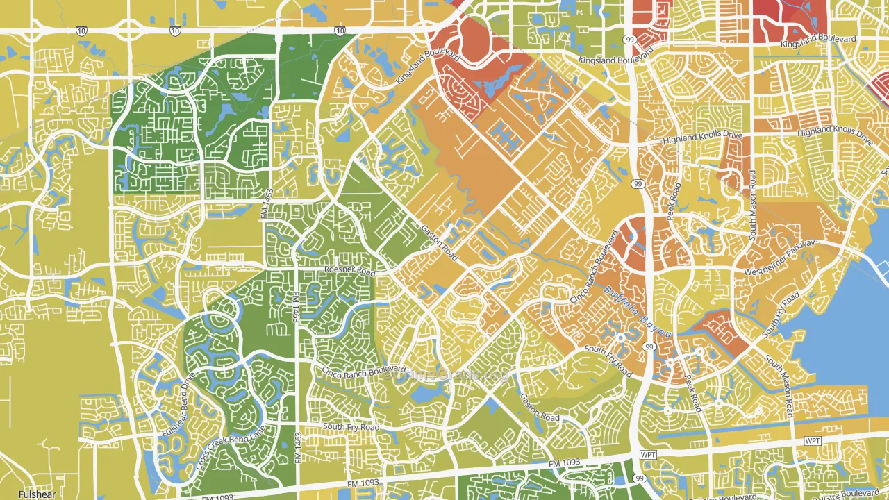 77494, TX Map of Vehicle Theft Rates