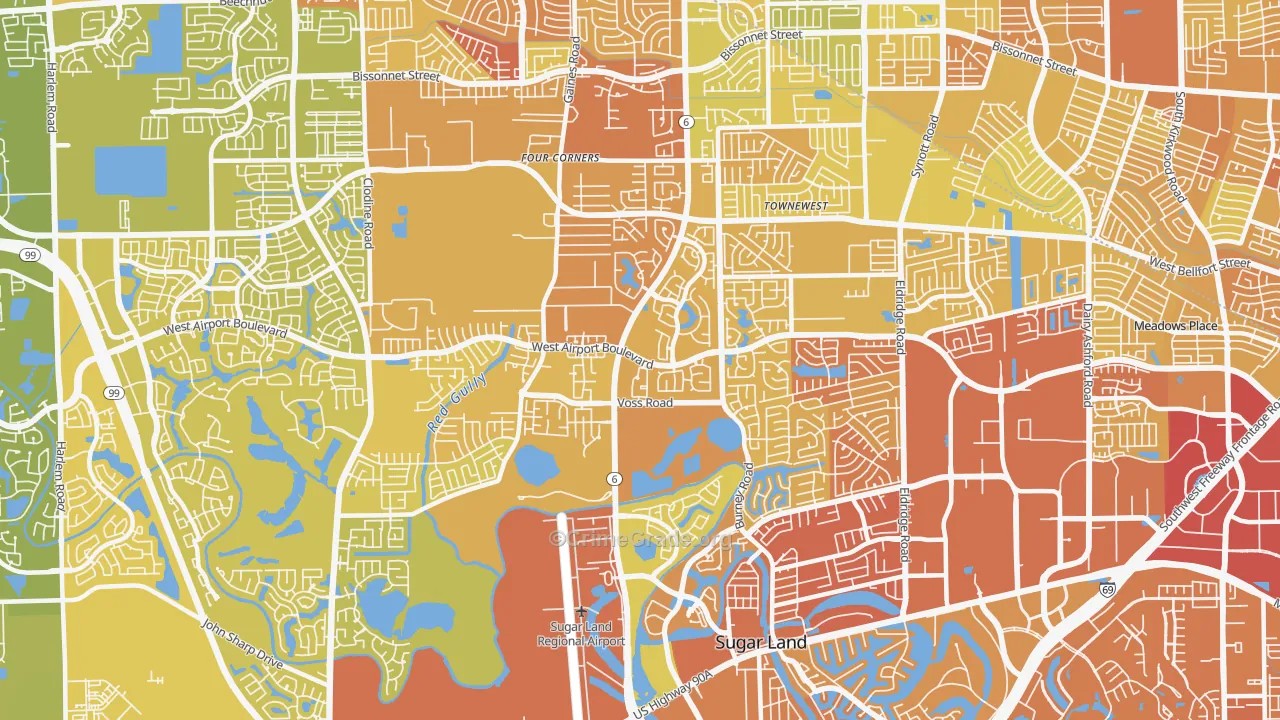 77498, TX Map of Vehicle Theft Rates