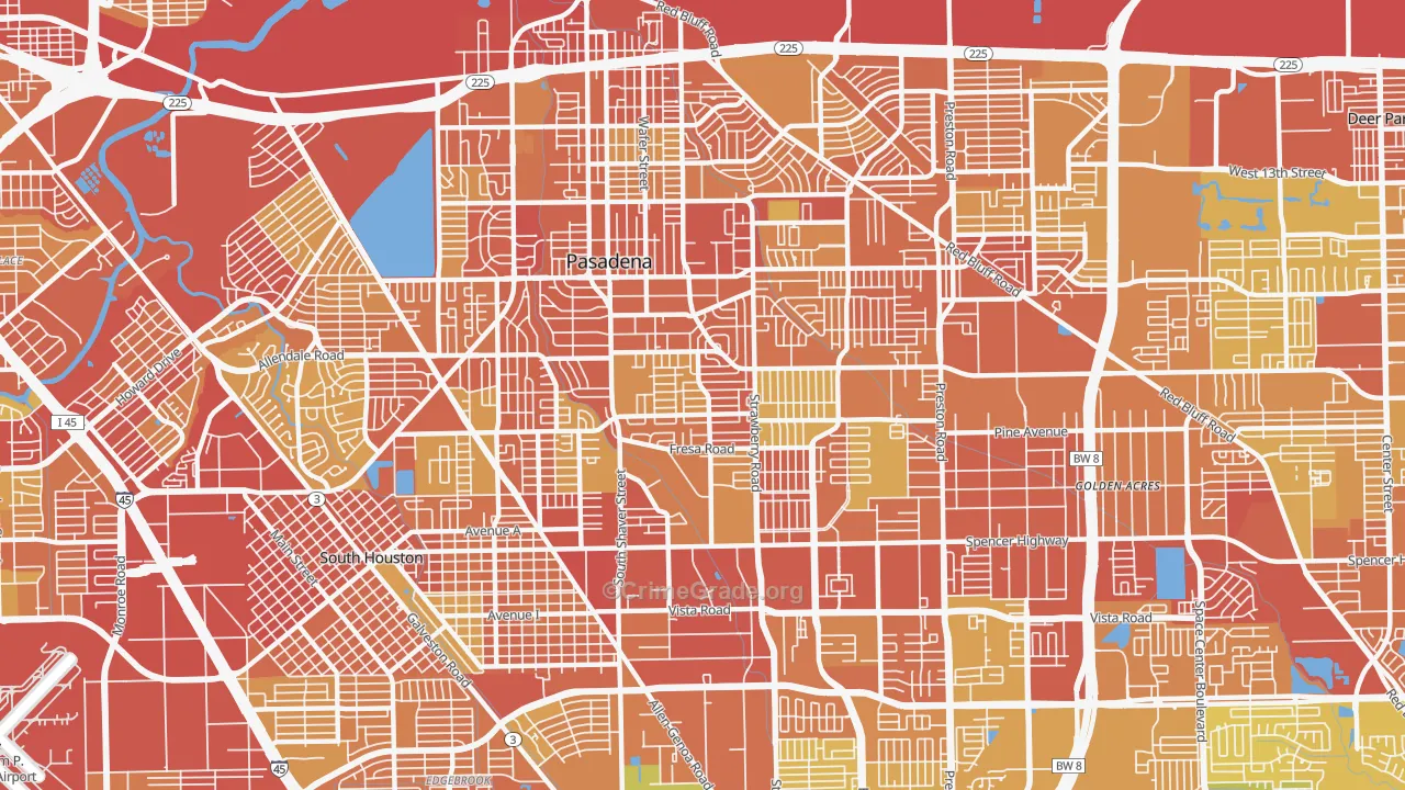 77502, TX Map of Vehicle Theft Rates