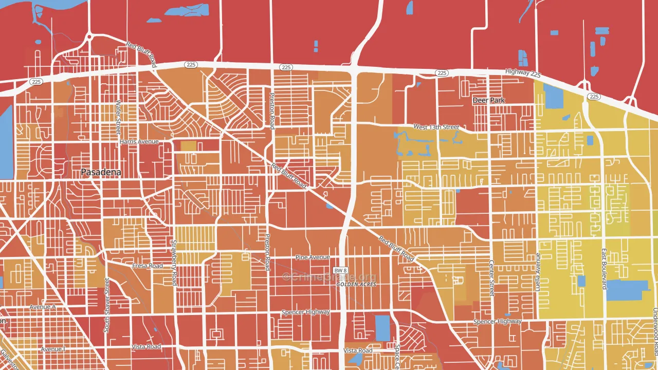 77503, TX Map of Vehicle Theft Rates