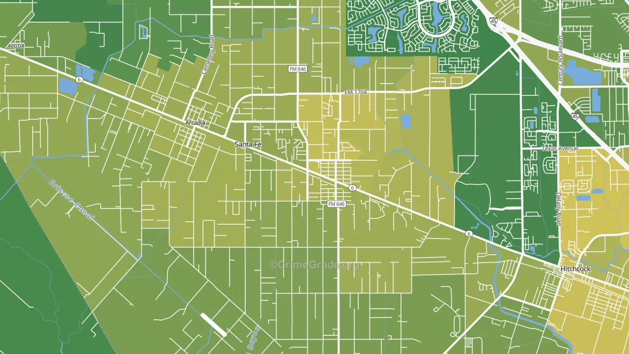 77510, TX Map of Vehicle Theft Rates