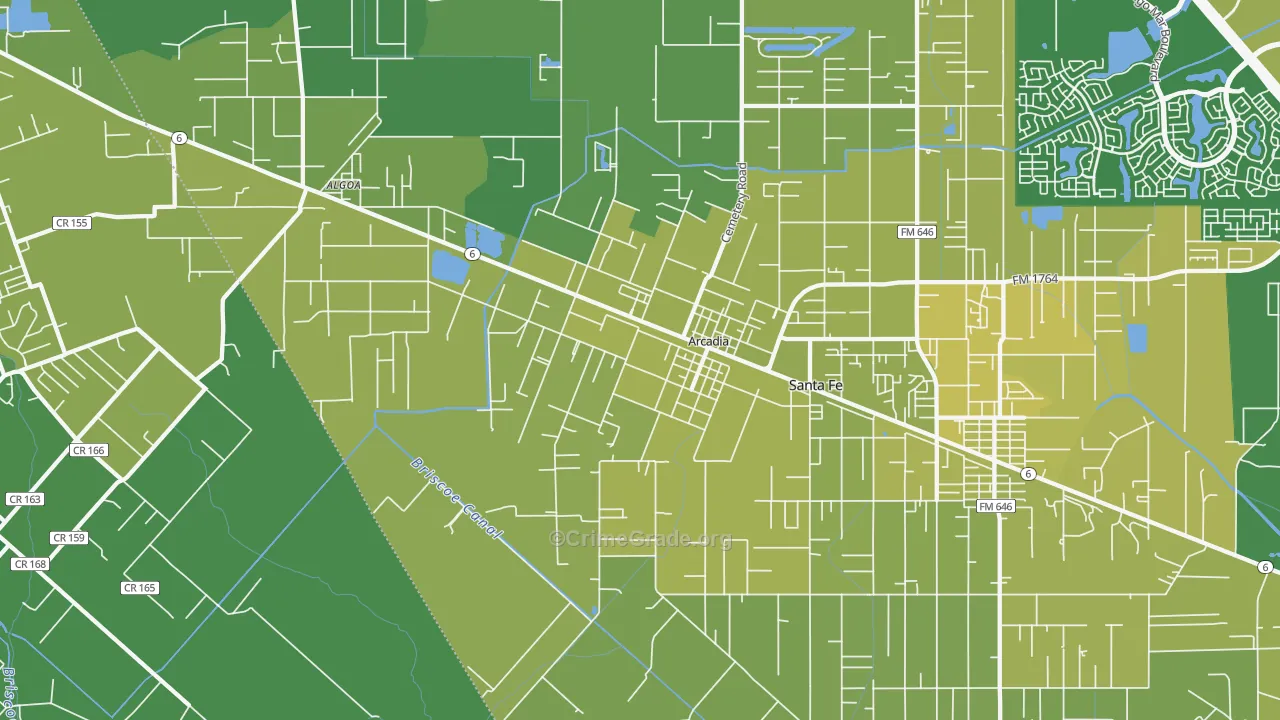 77517, TX Map of Vehicle Theft Rates